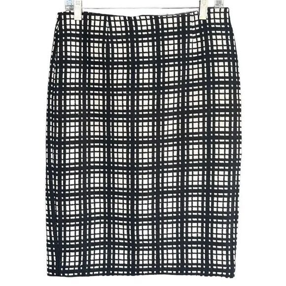 SK1 Plaid Caged Print Tweed Wool Blend‎ Pencil Skirt Size 4 Sm - Picture 1 of 8